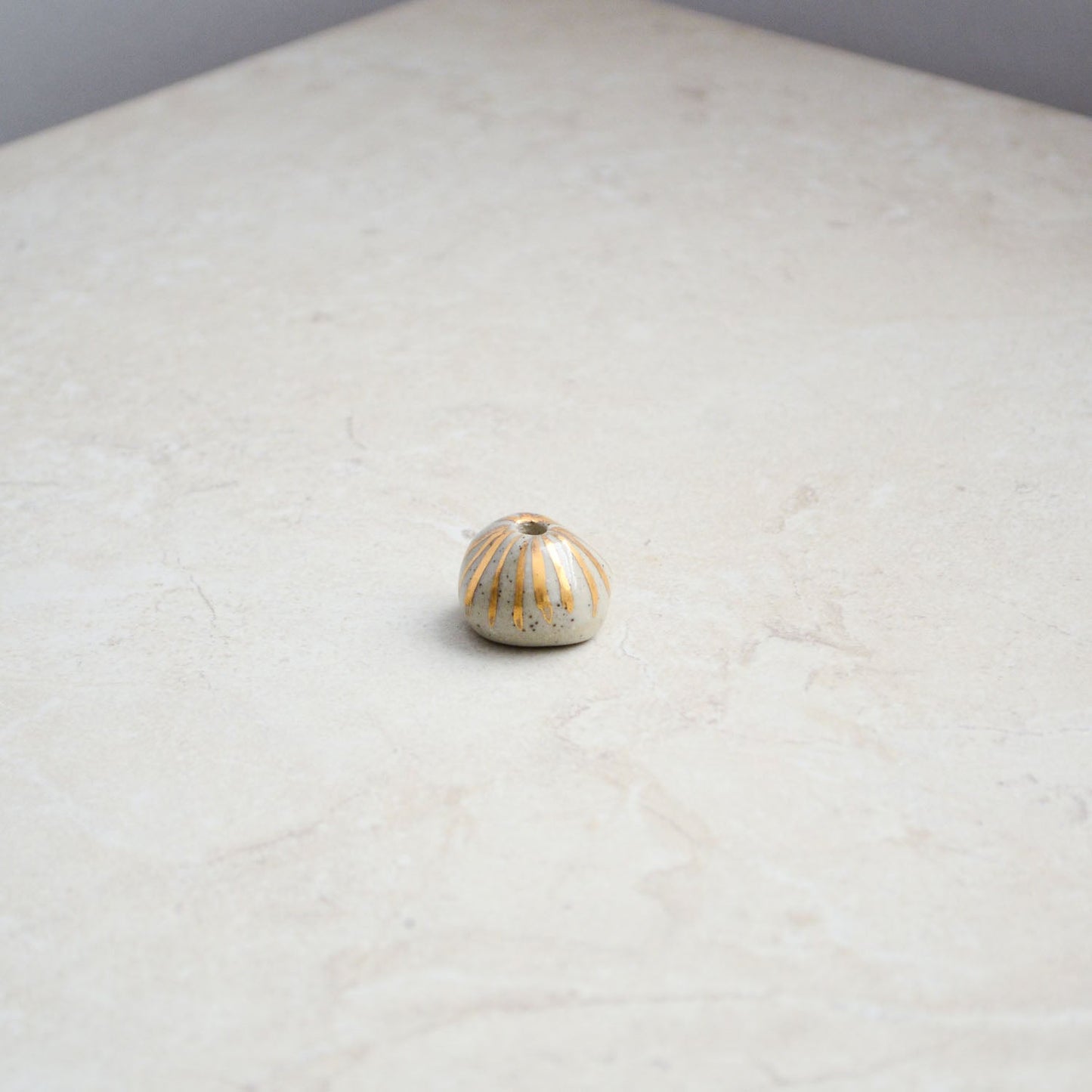 Incense bead ~ Gold Lustre Stripes on Natural