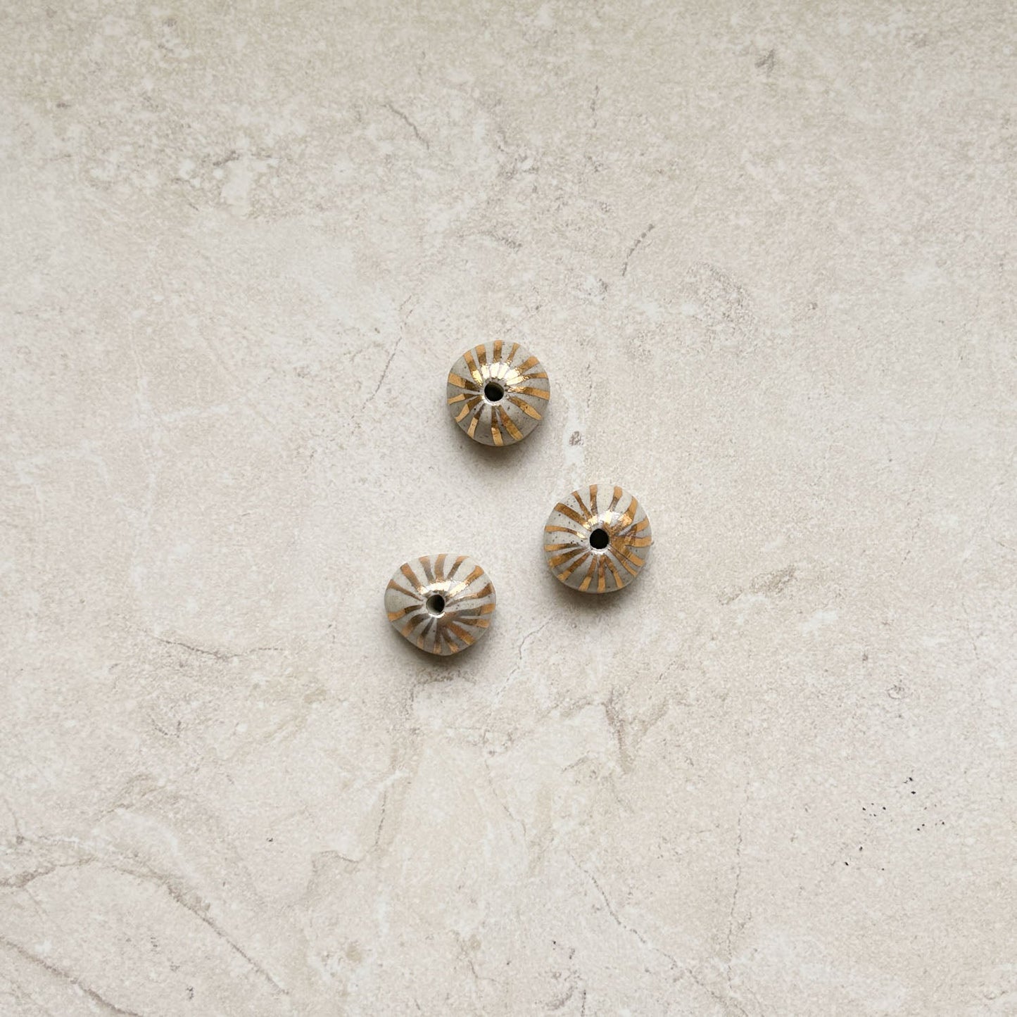Incense bead ~ Gold Lustre Stripes on Natural