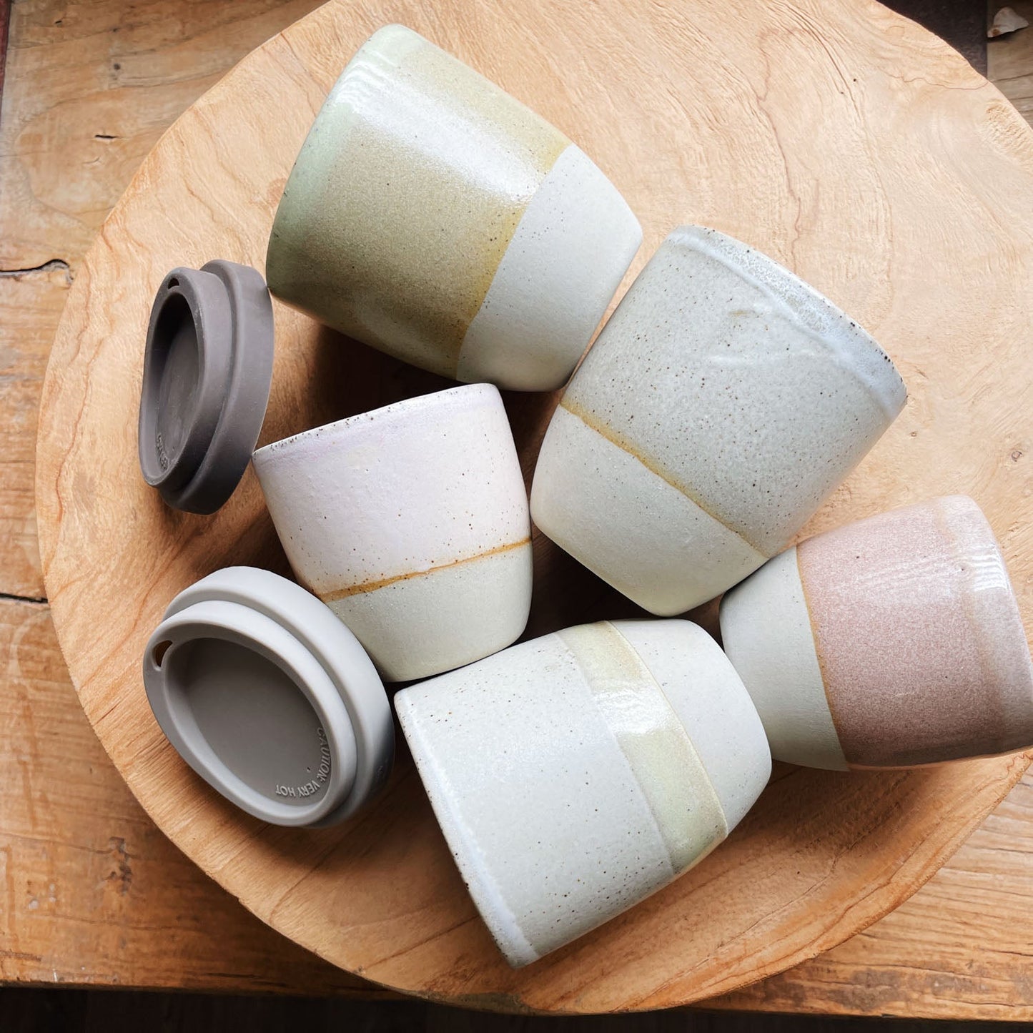 Reusable takeaway cup ~ Driftwood on Natural {8oz}