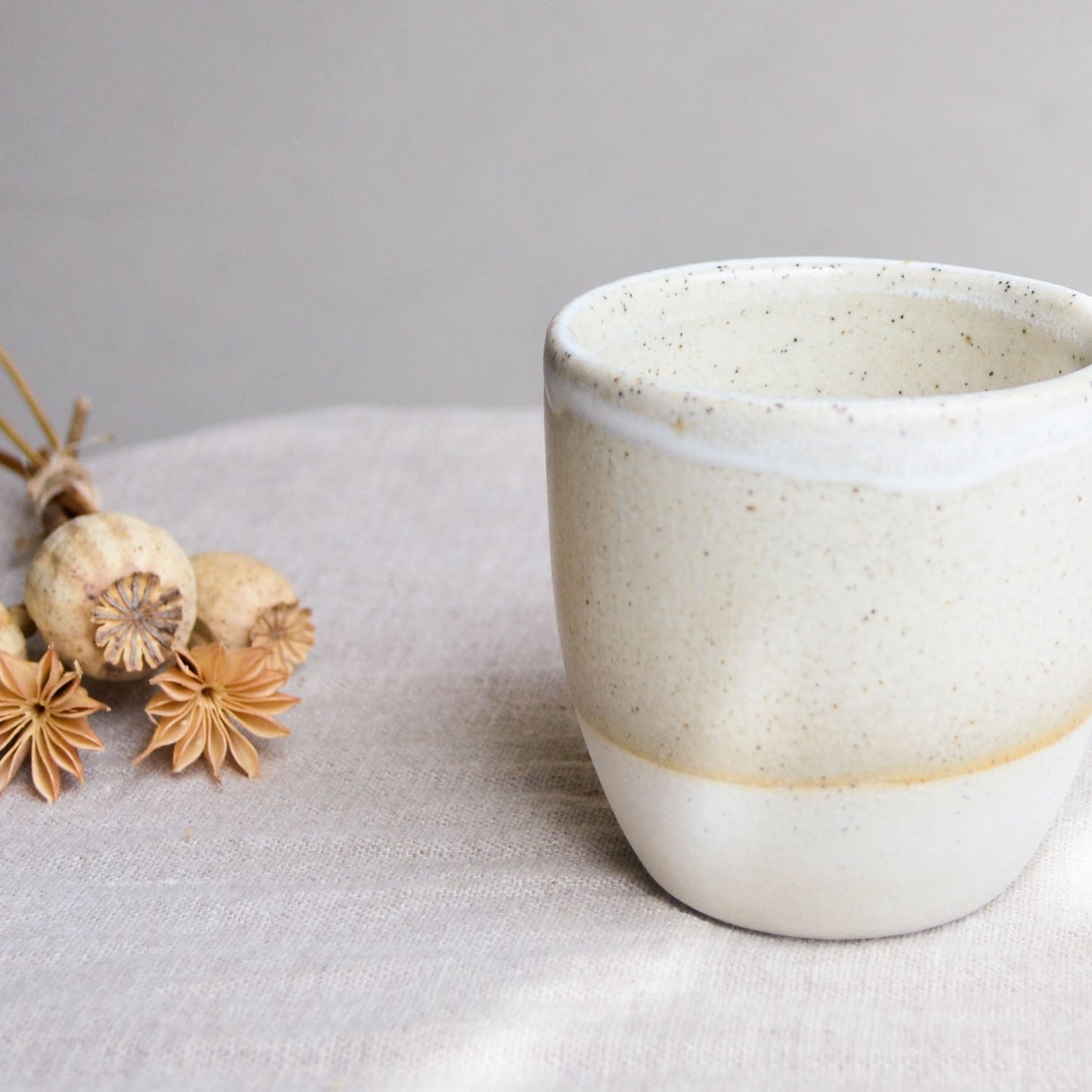 Reusable takeaway cup ~ Driftwood on Natural {8oz}