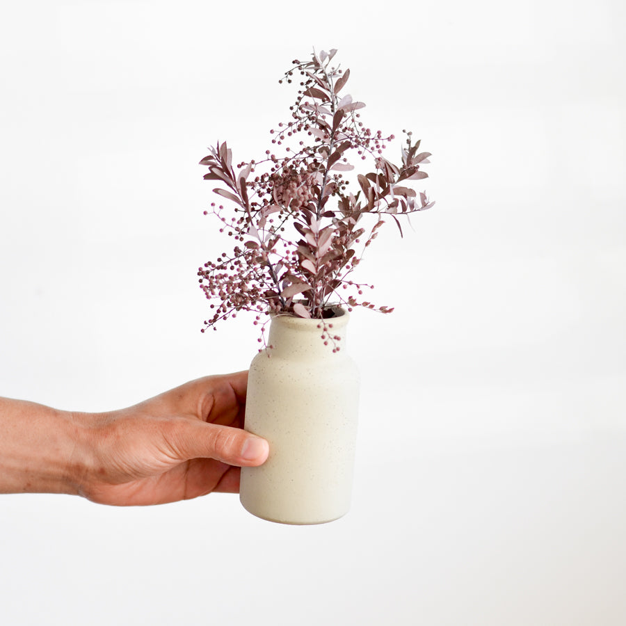 Stoneware bud vase ~ White on Natural