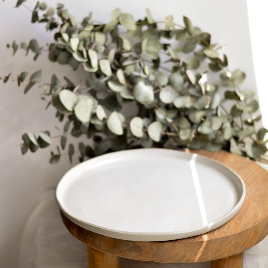 Cake serving platter ~ White on Stone