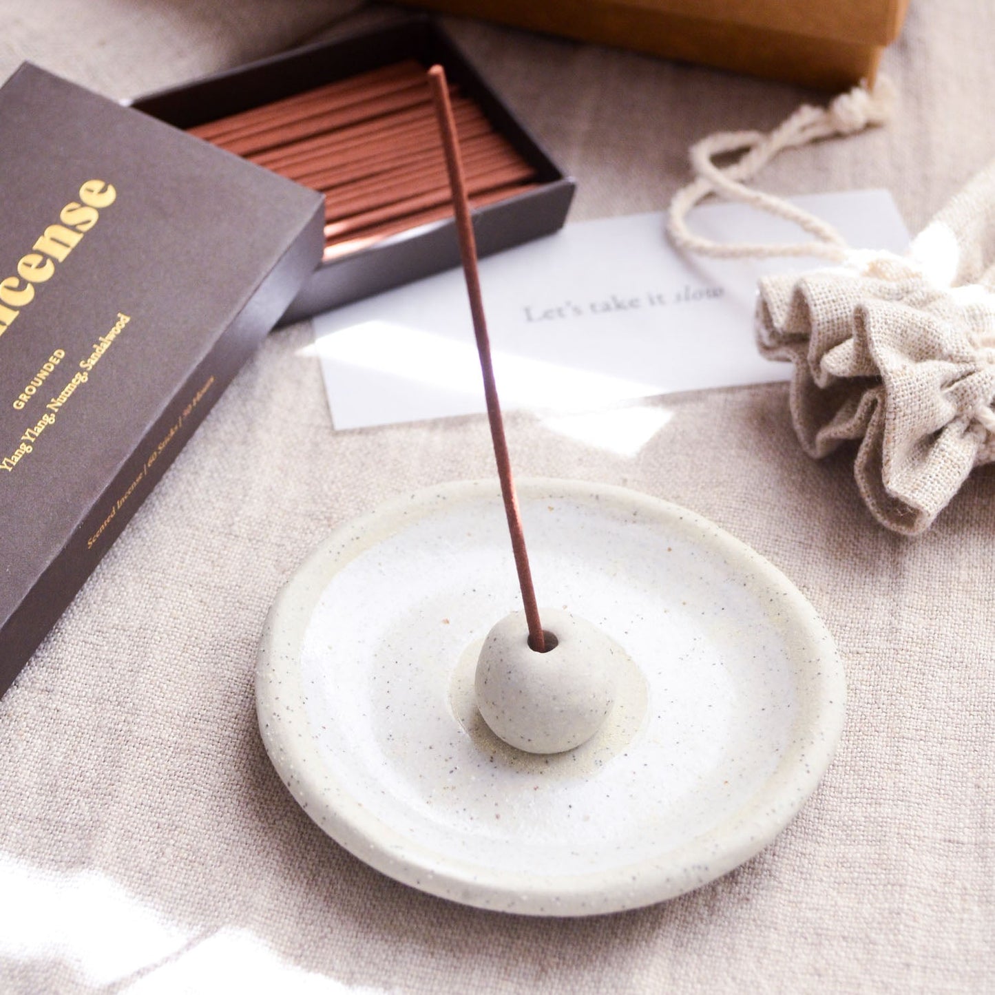Incense gift bundle in gift box ~ White on Stone