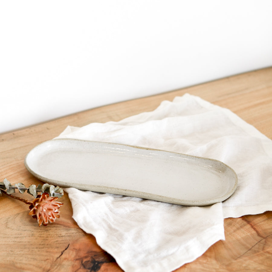 Pebble tray ~ White on Stone