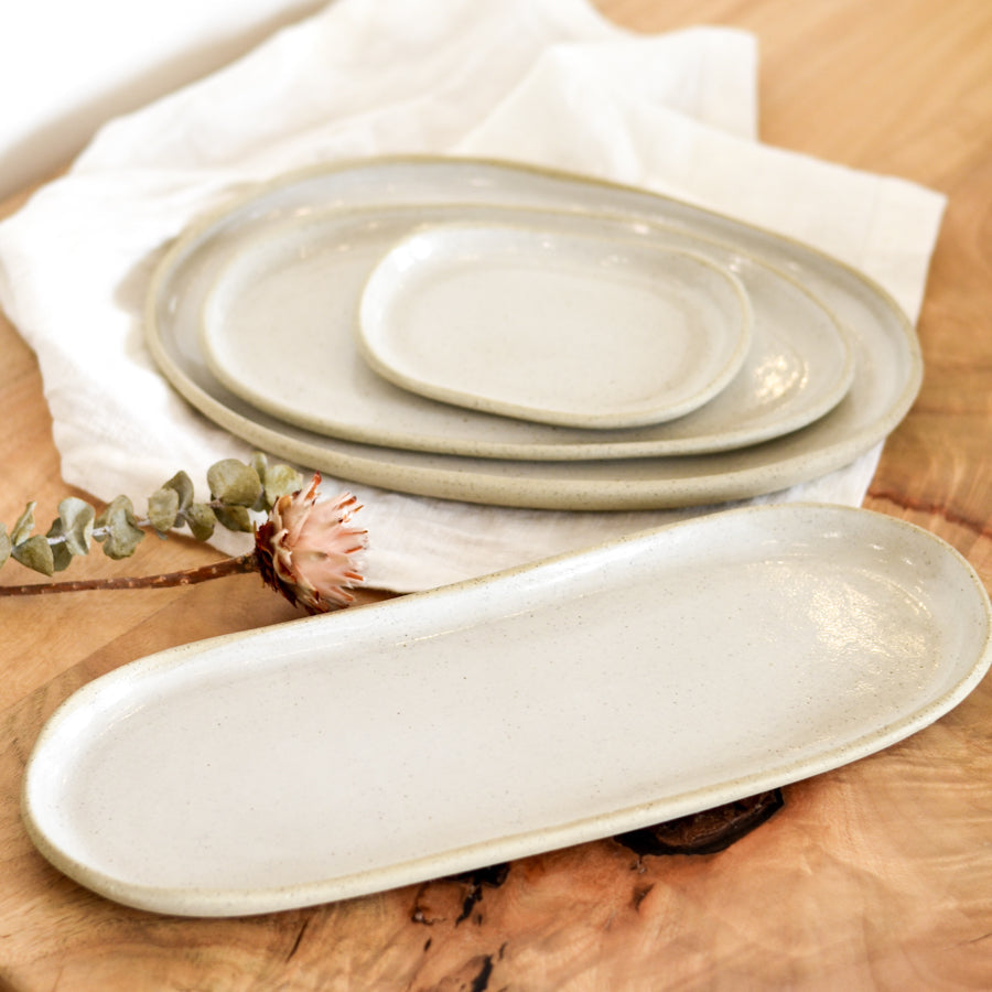 Pebble tray ~ White on Stone
