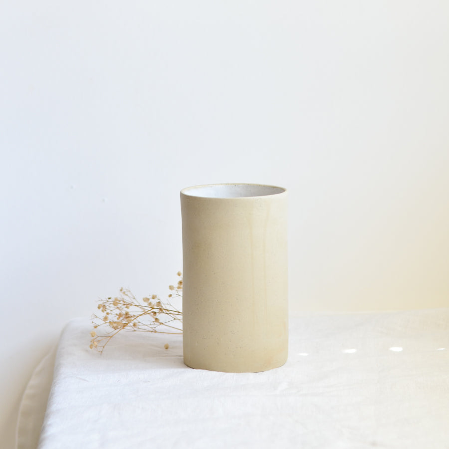 Utensil Holder / Vase ~ White on Stone