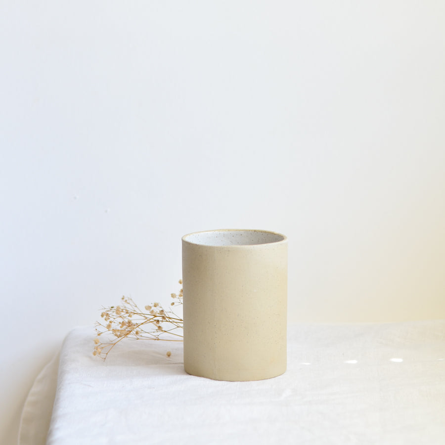 Utensil Holder / Vase ~ White on Stone