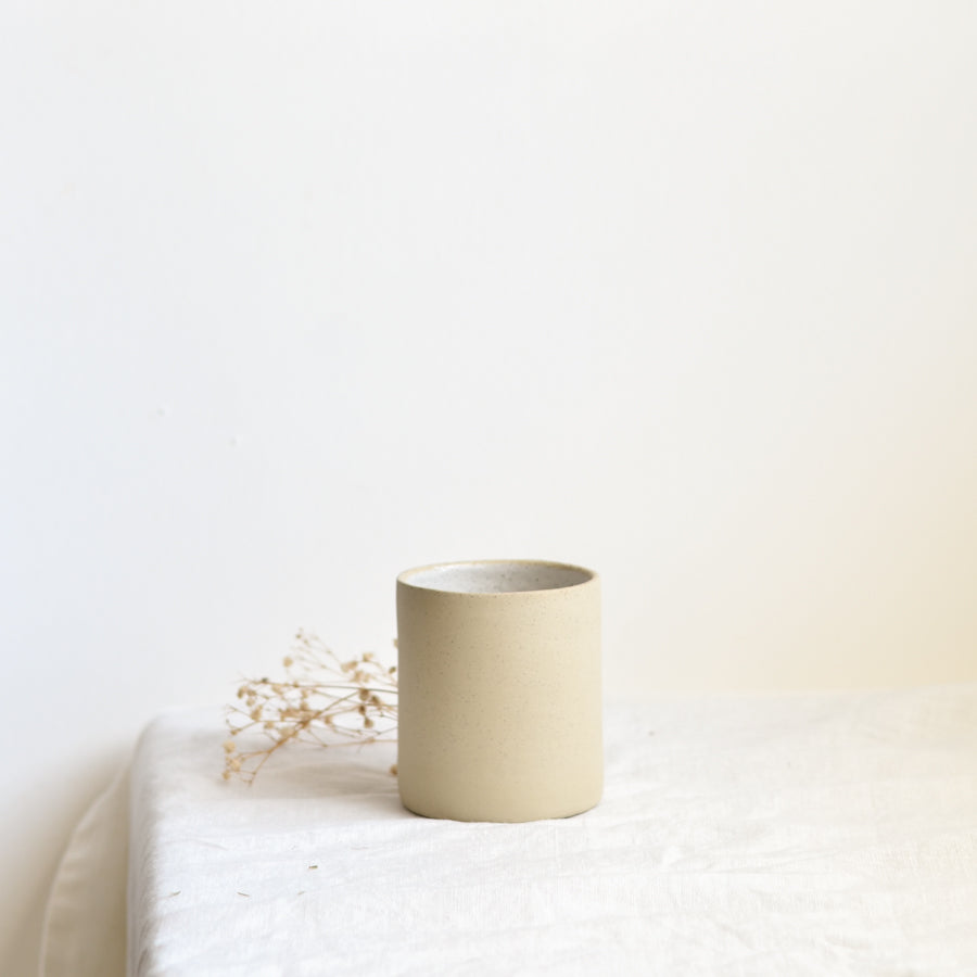Utensil Holder / Vase ~ White on Stone