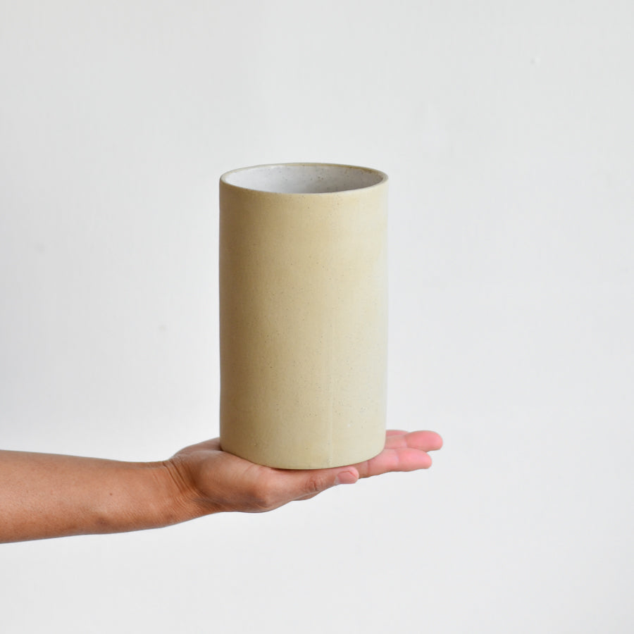 Utensil Holder / Vase ~ White on Stone
