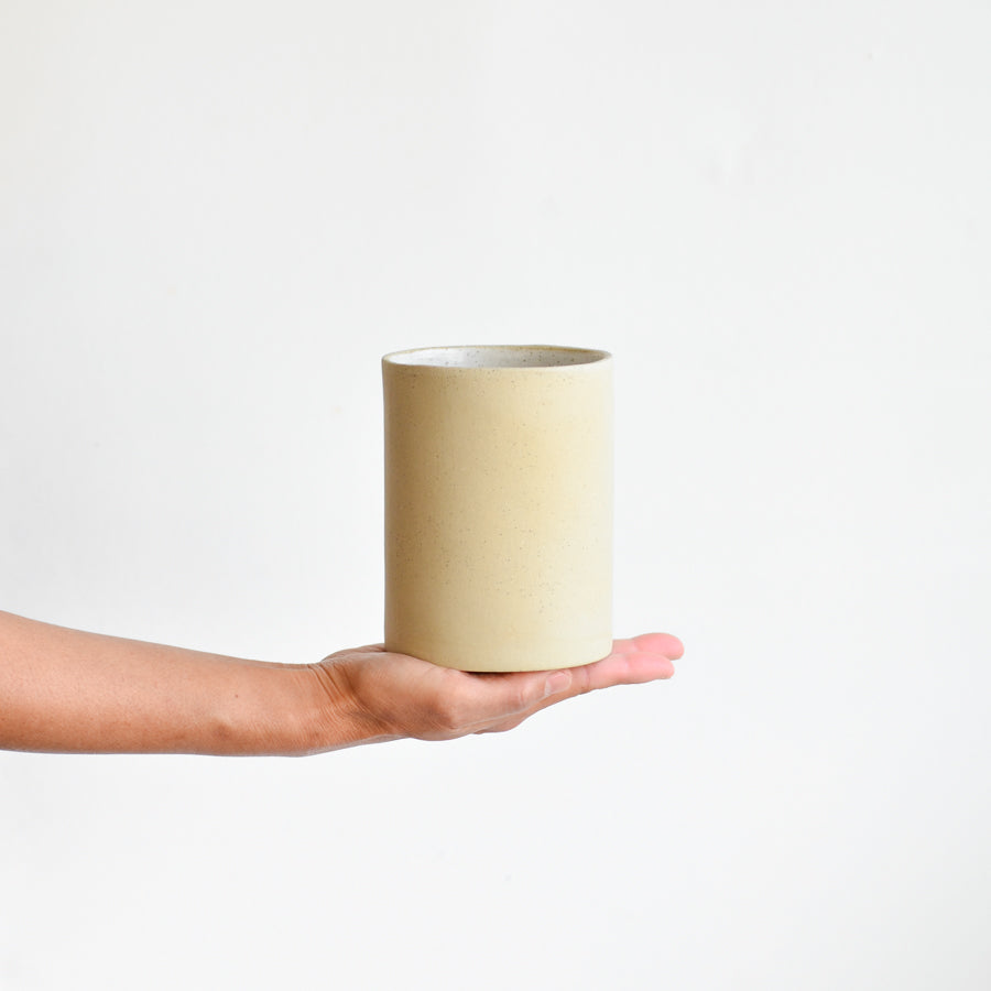 Utensil Holder / Vase ~ White on Stone