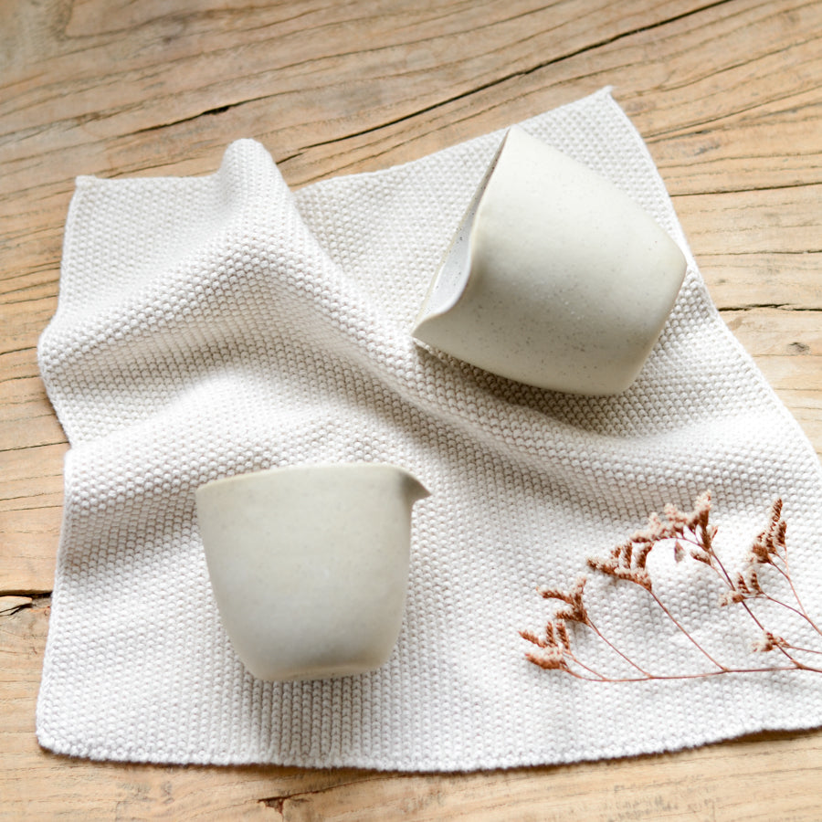Handmade ceramic pourer ~ White on Stone