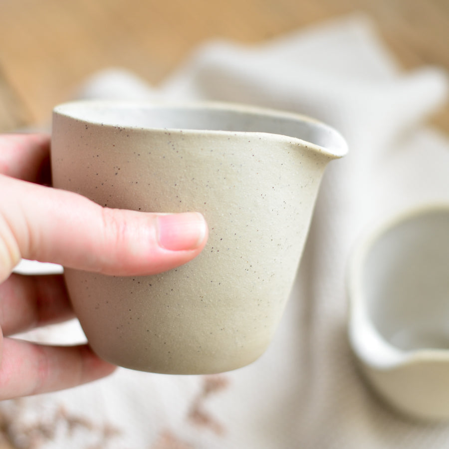 Handmade ceramic pourer ~ White on Stone
