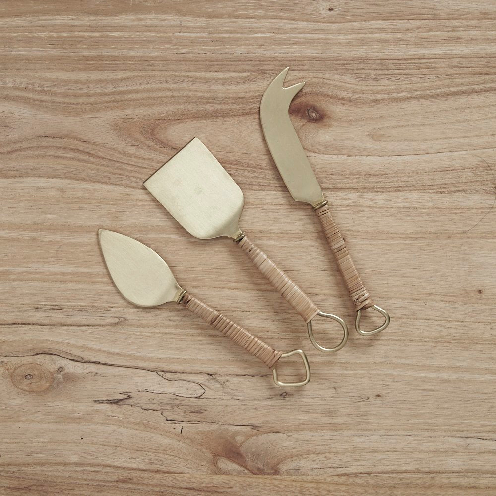 Thalia Rattan Handle Cheese Set