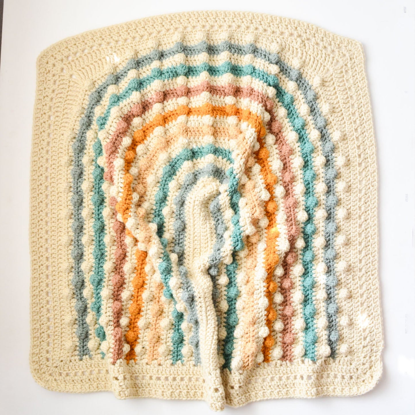 Rainbow baby blanket ~ blues / naturals