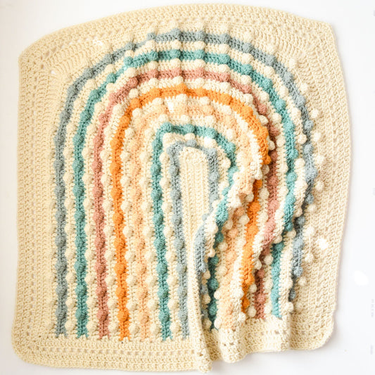 Rainbow baby blanket ~ blues / naturals