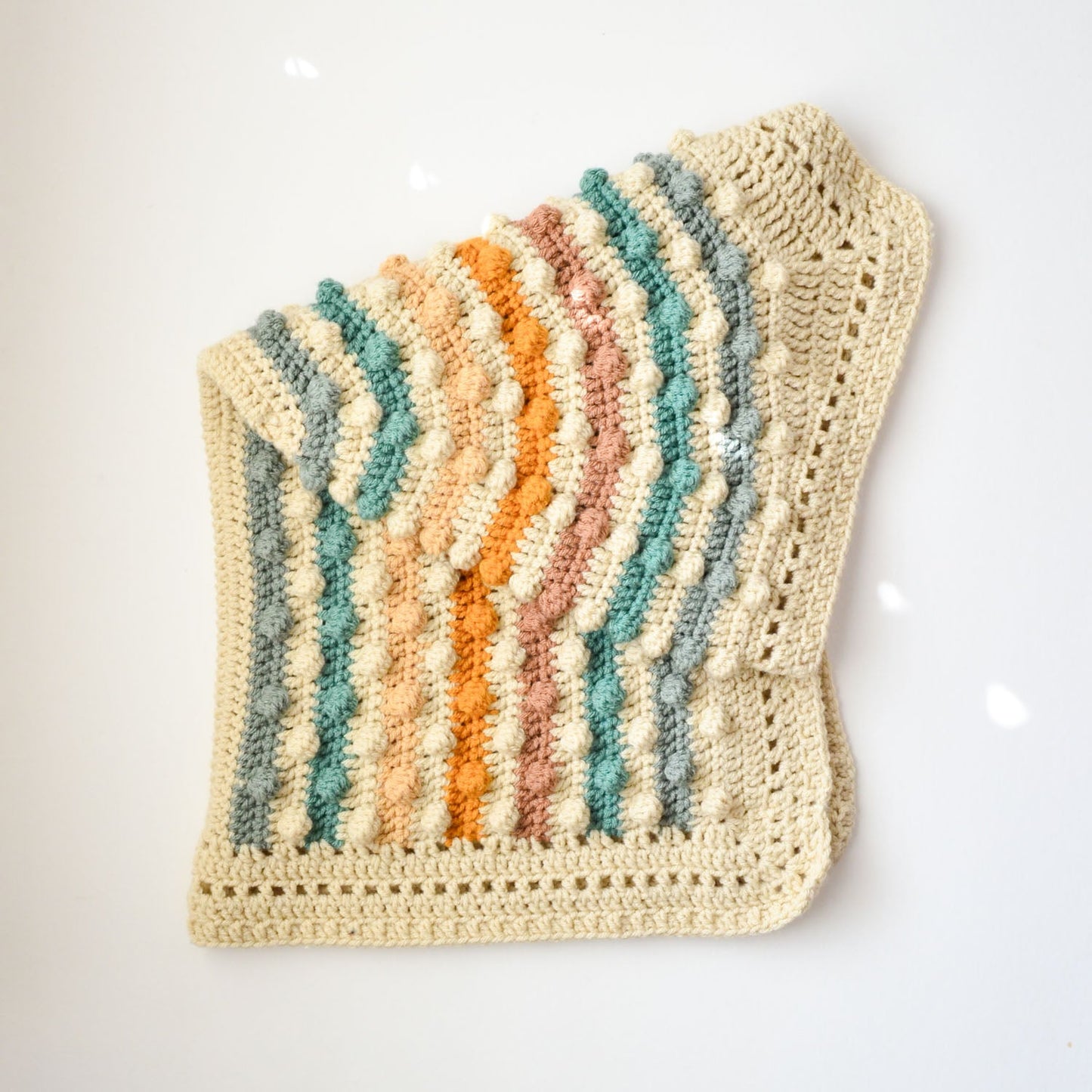 Rainbow baby blanket ~ blues / naturals