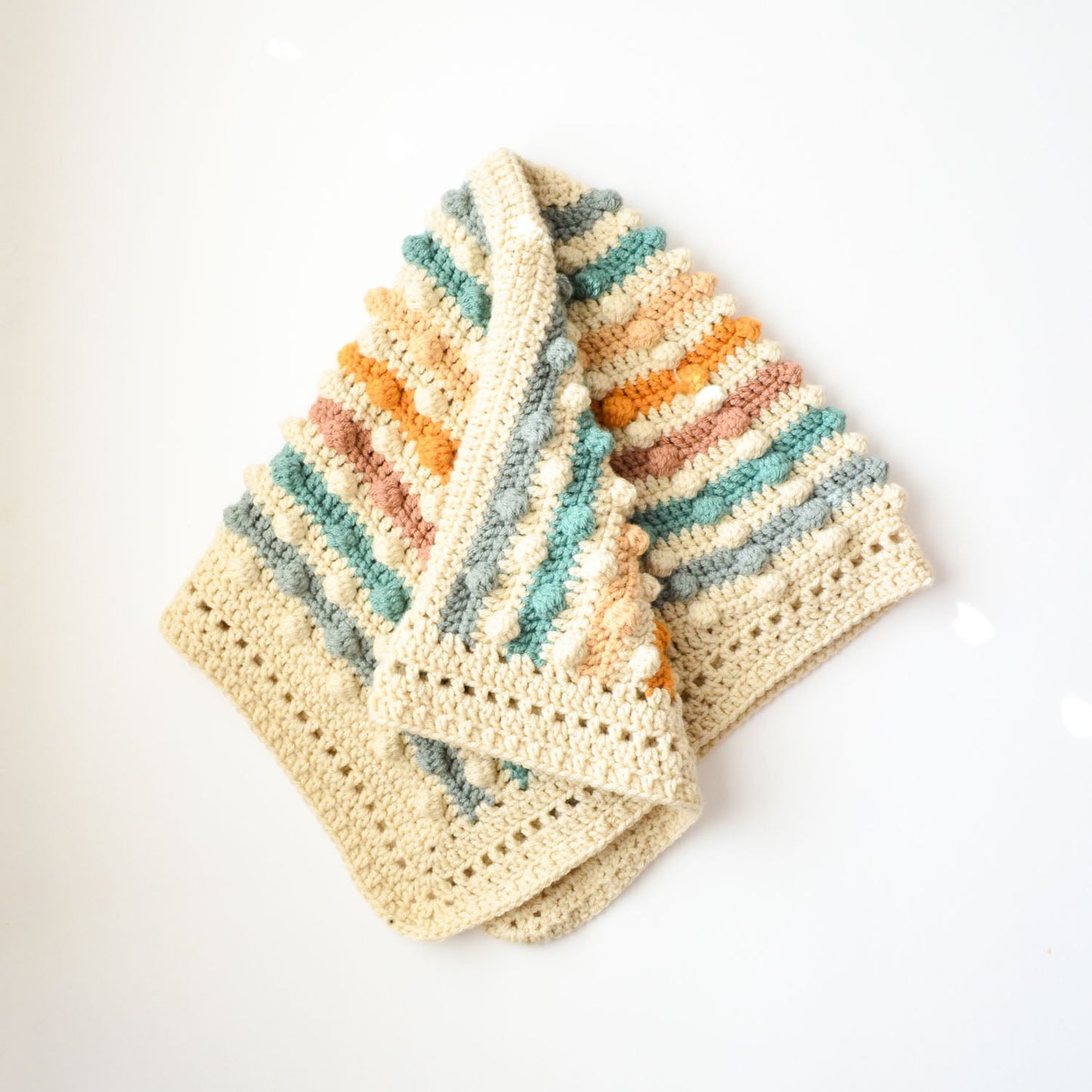 Rainbow baby blanket ~ blues / naturals