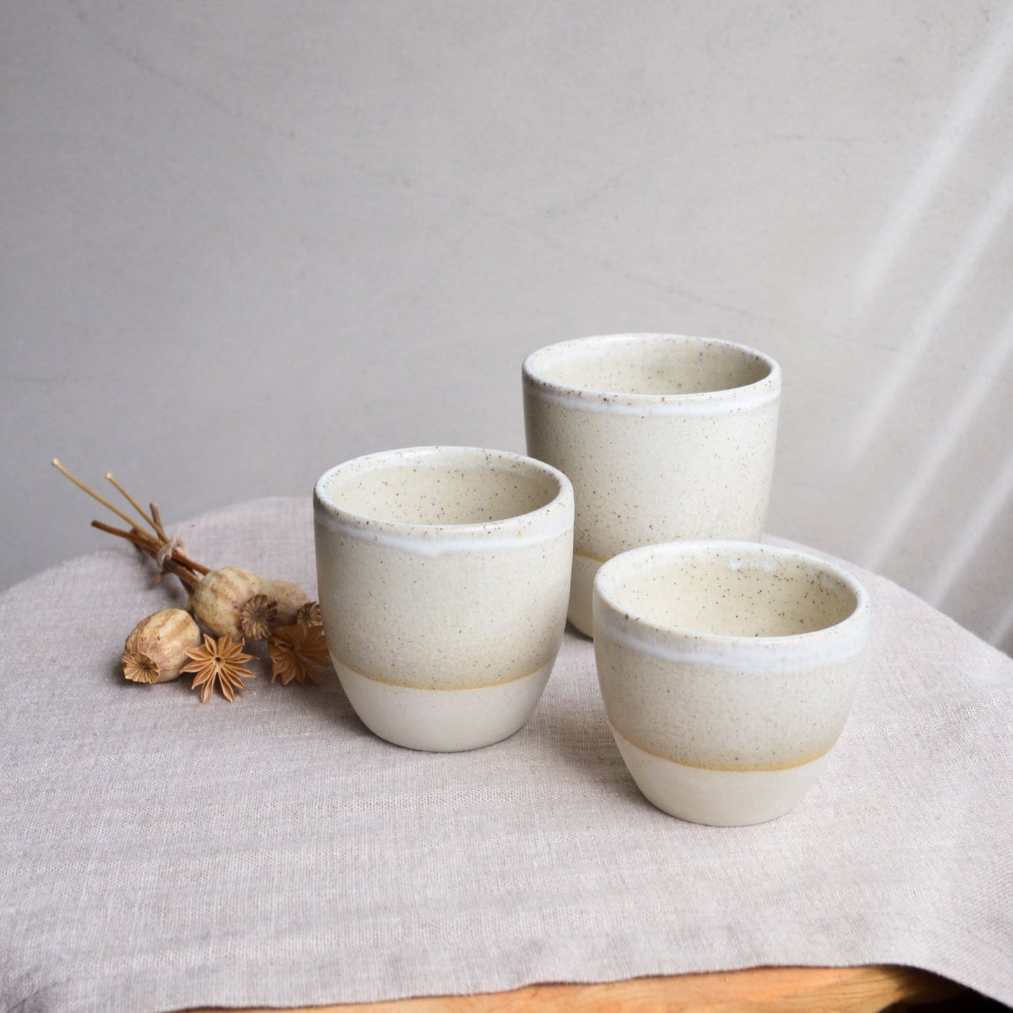 Reusable takeaway cup ~ Driftwood on Natural {8oz}