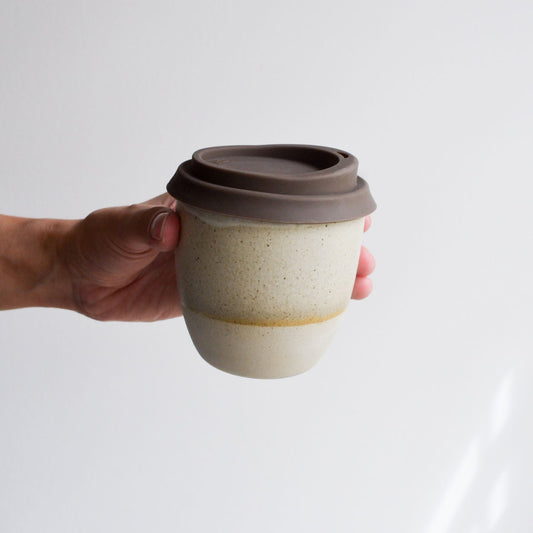 Reusable takeaway cup ~ Driftwood on Natural {8oz}