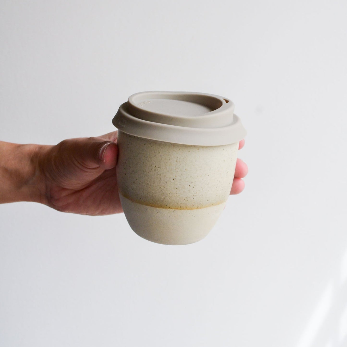 Reusable takeaway cup ~ Driftwood on Natural {8oz}