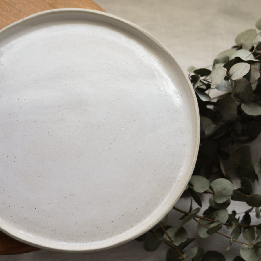 Cake serving platter ~ White on Stone