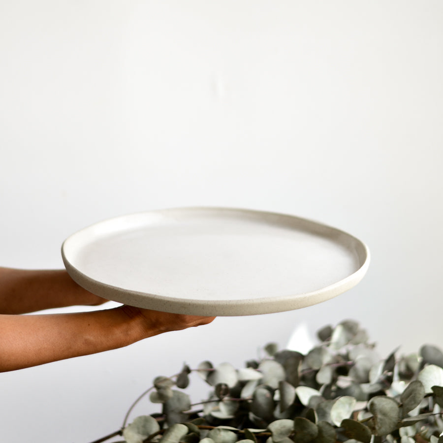 Cake serving platter ~ White on Stone