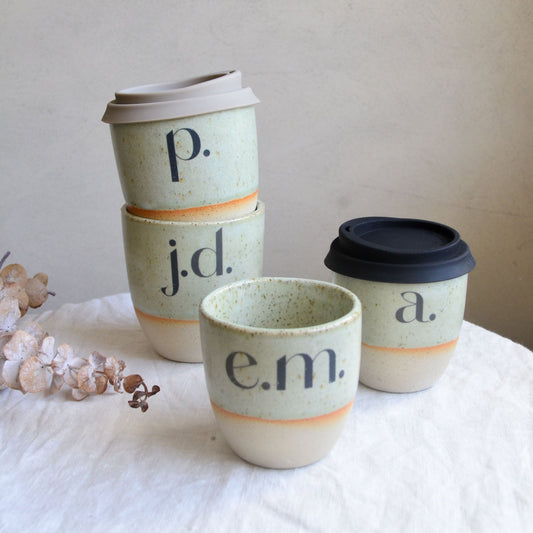 Monogram cup ~ Evergreen on Natural