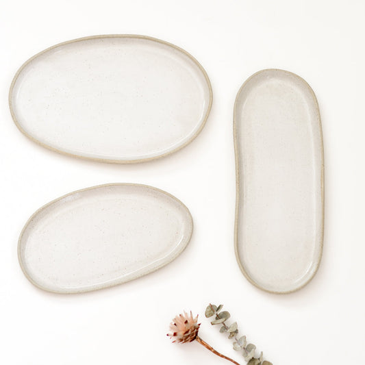 Pebble tray ~ White on Stone