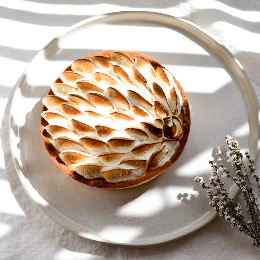 Cake serving platter ~ White on Stone