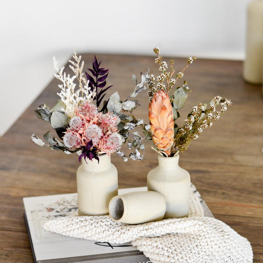 Stoneware bud vase ~ White on Natural