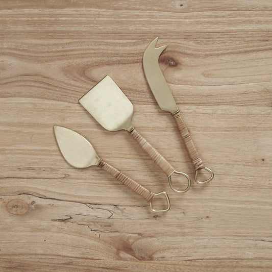 Thalia Rattan Handle Cheese Set